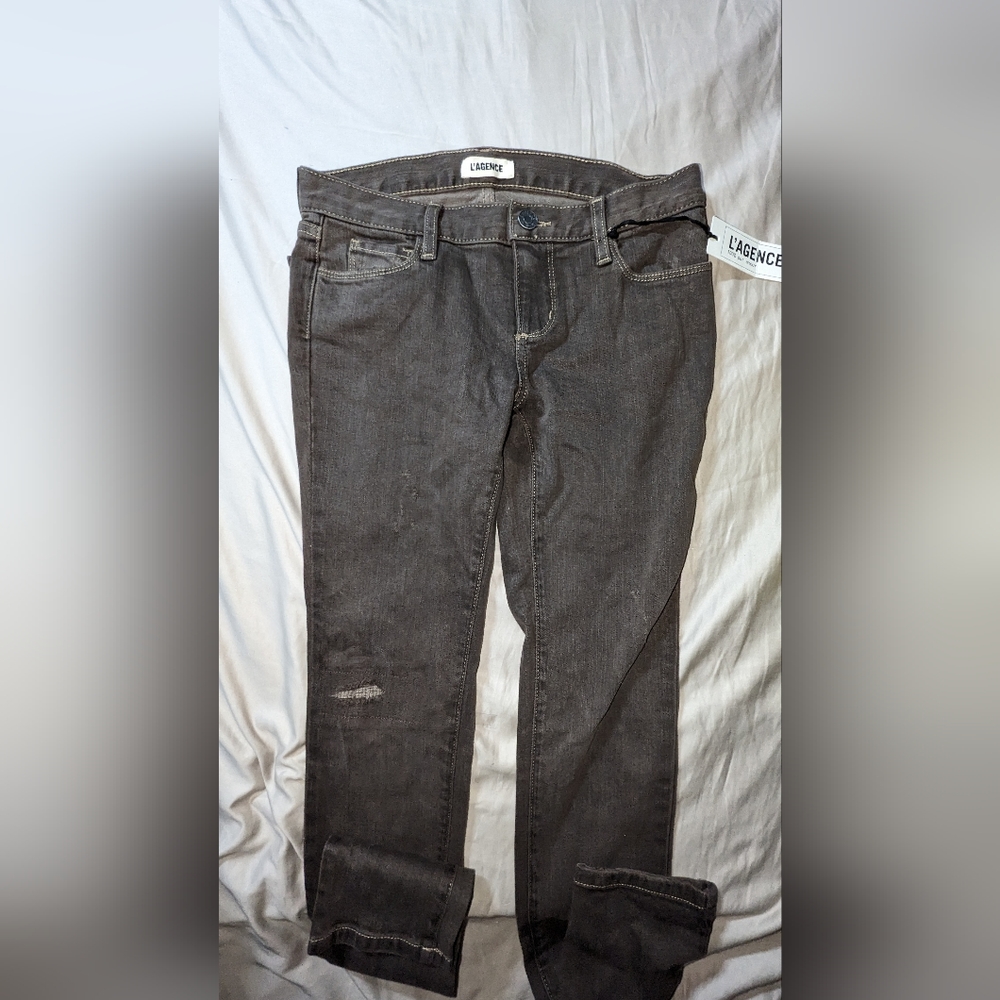 NWOT L'agence Brown Distressed Skinny Jeans sz 25